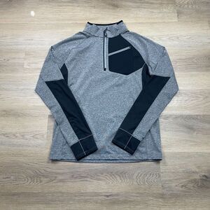 Obermeyer Shirt Mens Large Gray Hiking 1/4 Zip Outdoor Pullover Long Sleeve
